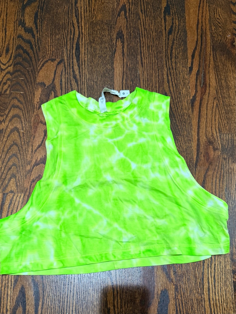 lululemon athletica Neon Green Tie-Dye Cropped Tank
